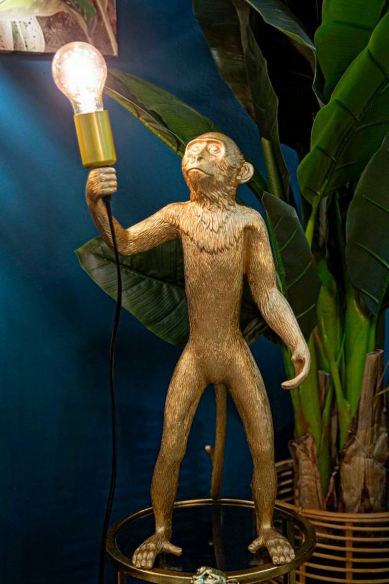 Lampada da tavolo Bojano, Luce da scrivania, Luminaria da ufficio, Lampada da lavoro, 26x34 h55 cm, Oro
