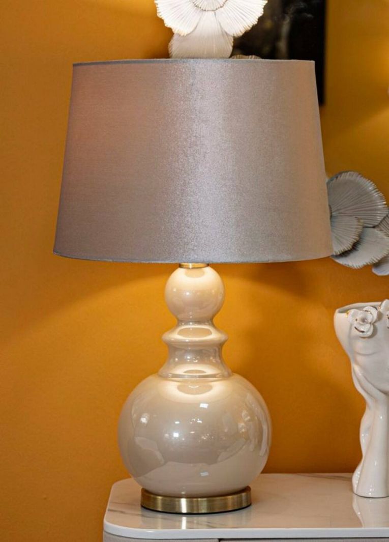 Lampada da tavolo Casto, 38x38 h61 cm, Bianco perla