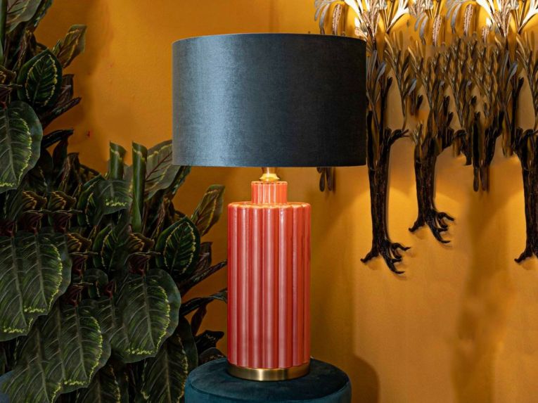 Lampada da tavolo Cosentino, 40x40 h70 cm, Rosso e Blu