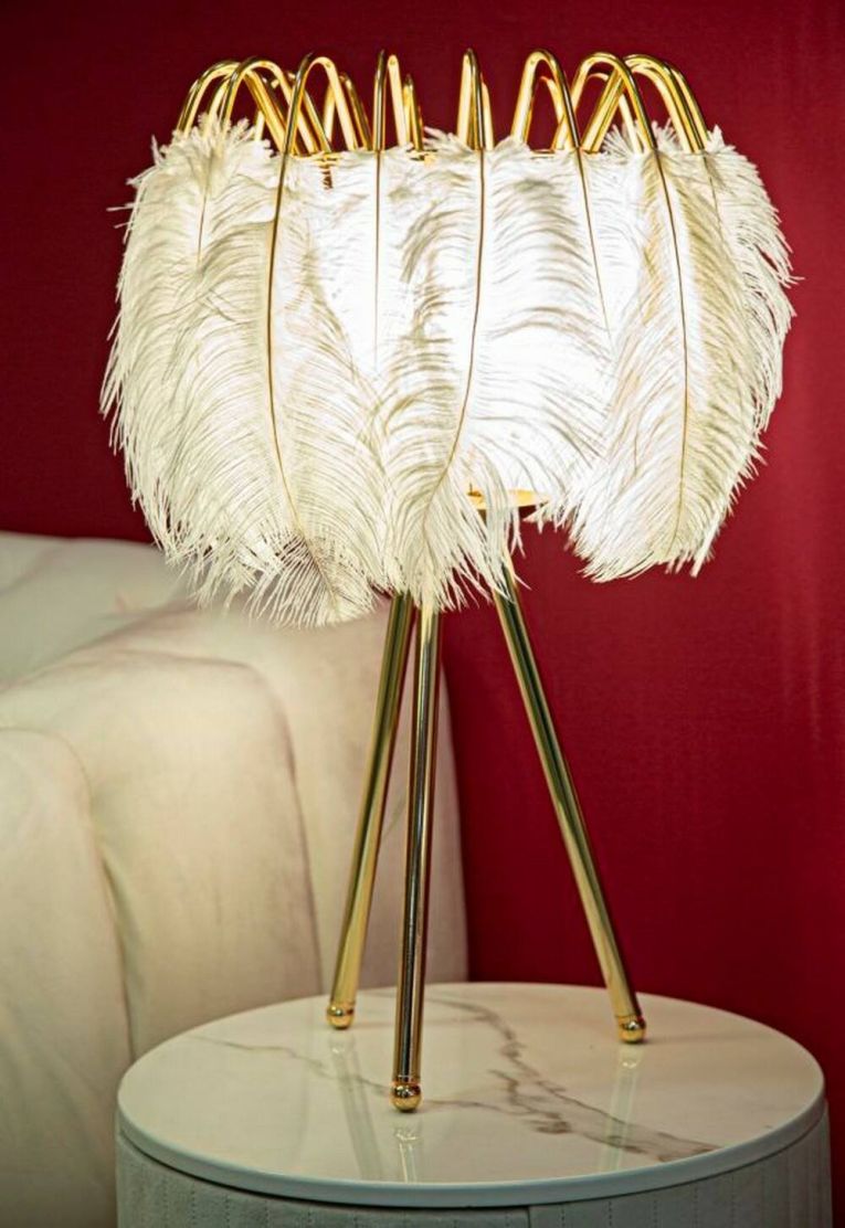 Lampada da tavolo Estofado, 40x40 h60 cm, Bianco e Oro