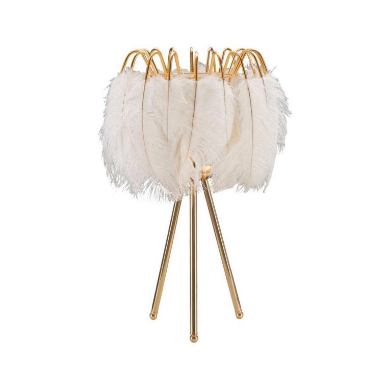 Lampada da tavolo Estofado, 40x40 h60 cm, Bianco e Oro
