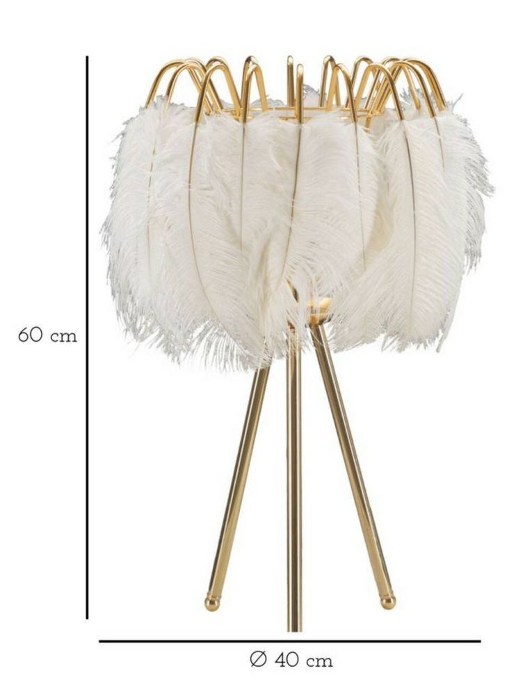 Lampada da tavolo Estofado, 40x40 h60 cm, Bianco e Oro