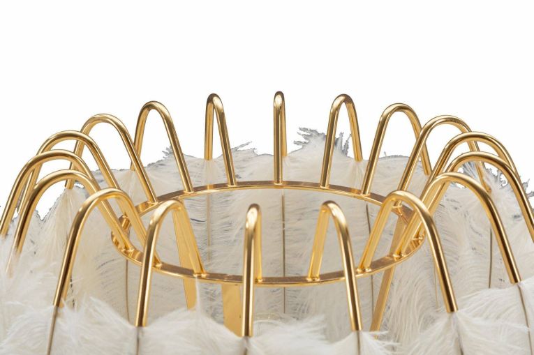 Lampada da tavolo Estofado, 40x40 h60 cm, Bianco e Oro