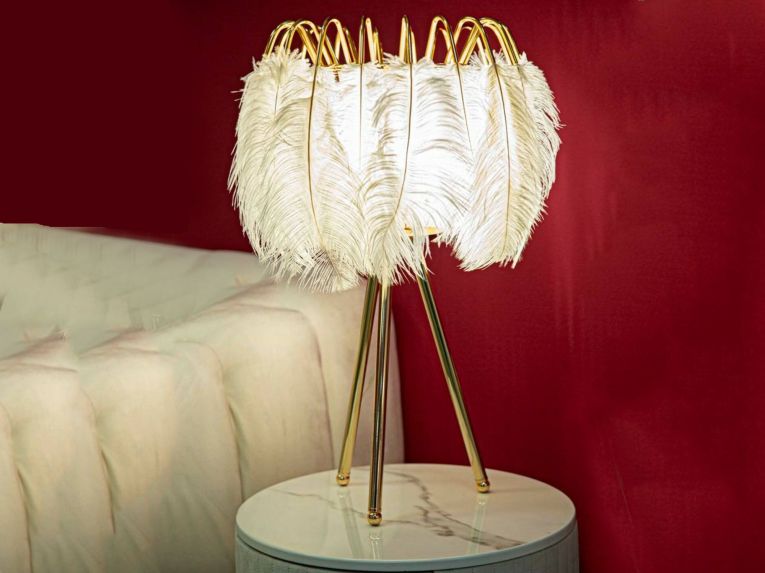 Lampada da tavolo Estofado, 40x40 h60 cm, Bianco e Oro