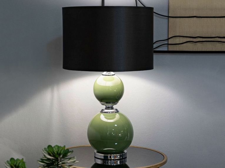 Lampada da tavolo Falletto, 38x38 h65 cm, Verde e Grigio