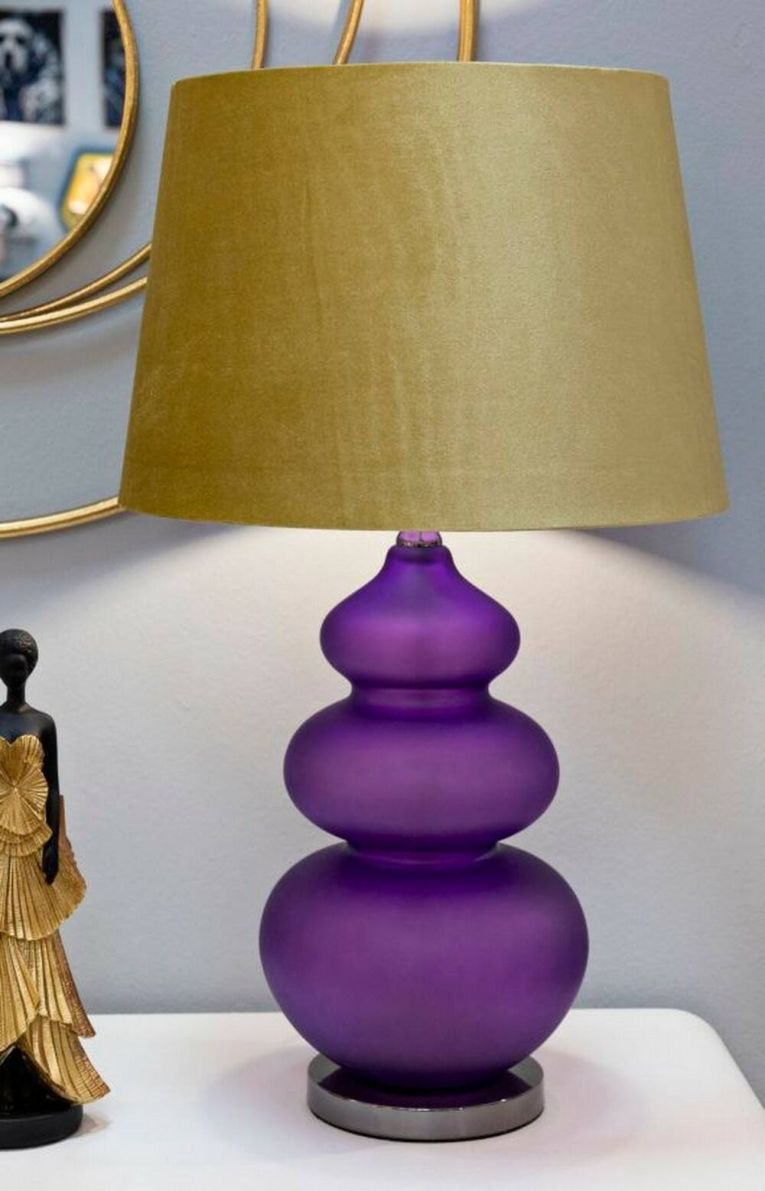Lampada da tavolo Genovesi, 40x40 h70 cm, Viola e Giallo