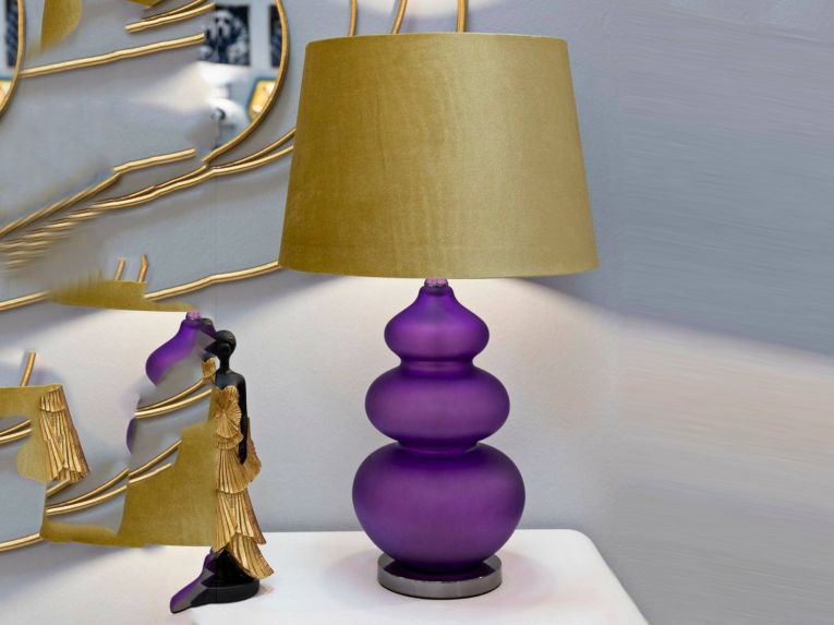 Lampada da tavolo Genovesi, 40x40 h70 cm, Viola e Giallo