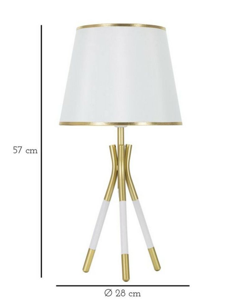 Lampada da tavolo Gongbi, 28x28 h57 cm, Bianco e Oro