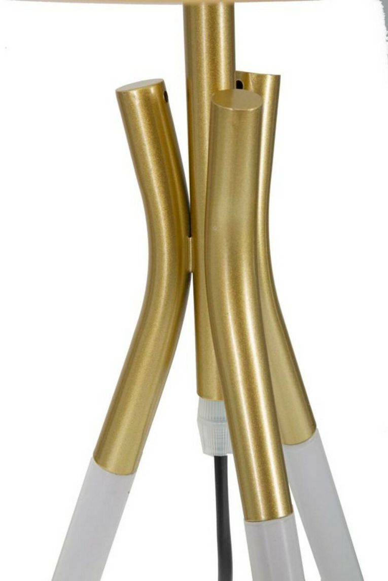 Lampada da tavolo Gongbi, 28x28 h57 cm, Bianco e Oro
