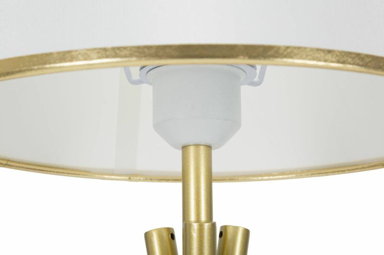 Lampada da tavolo Gongbi, 28x28 h57 cm, Bianco e Oro