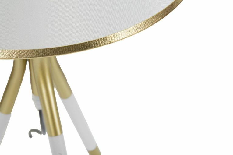 Lampada da tavolo Gongbi, 28x28 h57 cm, Bianco e Oro