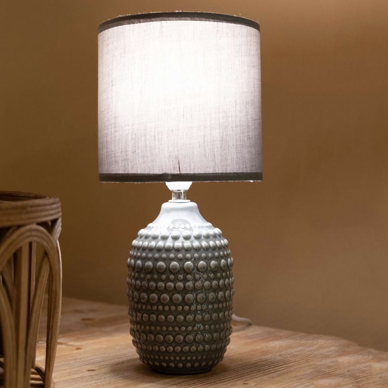 Lampada da Tavolo Grigio Necessaria 1 Lampadina Attacco e14, Paralume - Bethel
