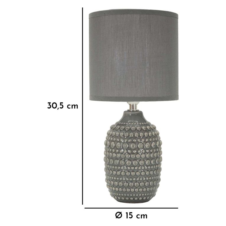 Lampada da Tavolo Grigio Necessaria 1 Lampadina Attacco e14, Paralume - Bethel