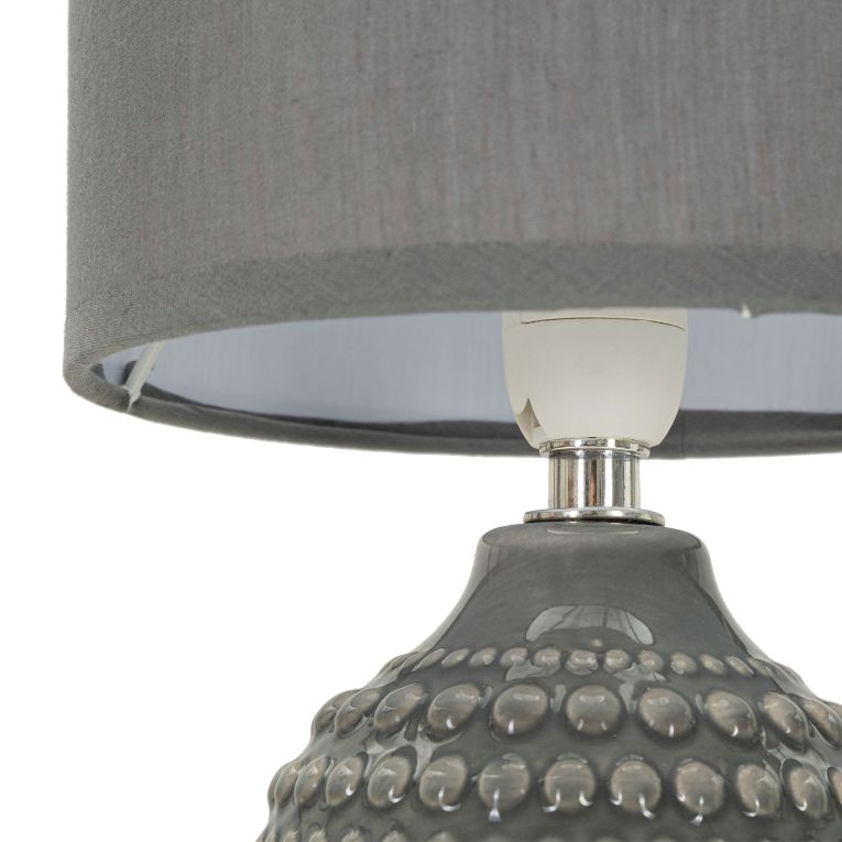 Lampada da Tavolo Grigio Necessaria 1 Lampadina Attacco e14, Paralume - Bethel