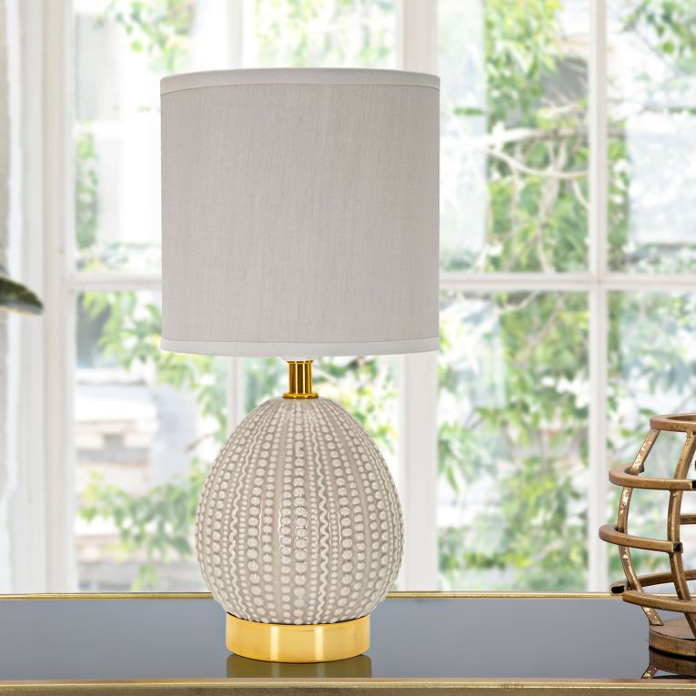 Lampada da Tavolo Grigio Tortora oro Necessaria 1 Lampadina Attacco e14, Paralume - Yakuta