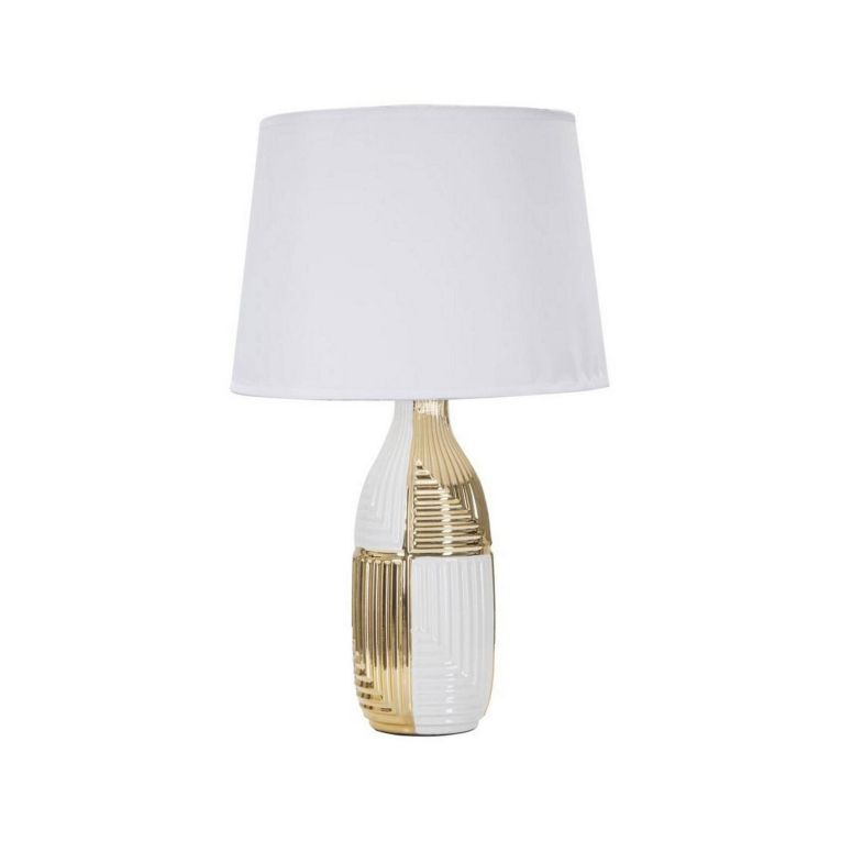 Lampada da tavolo Mondriam, Bianco e Oro, 33x33 h54 cm