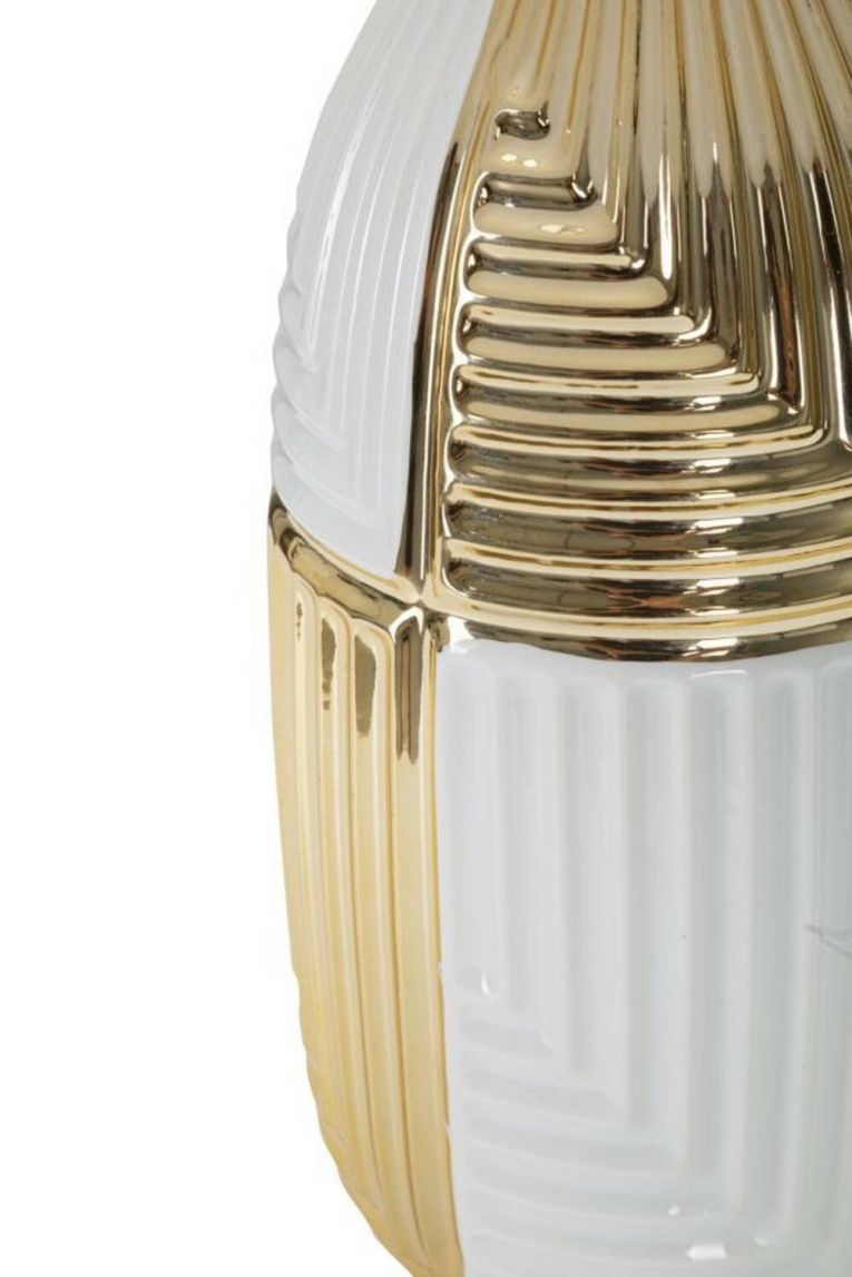 Lampada da tavolo Mondriam, Bianco e Oro, 33x33 h54 cm