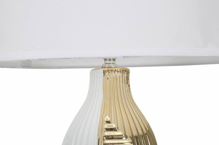 Lampada da tavolo Mondriam, Bianco e Oro, 33x33 h54 cm