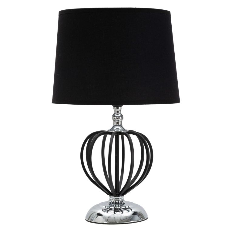 Lampada da Tavolo Nero Argento Necessaria 1 Lampadina Paralume, Attacco e27 - Bundi