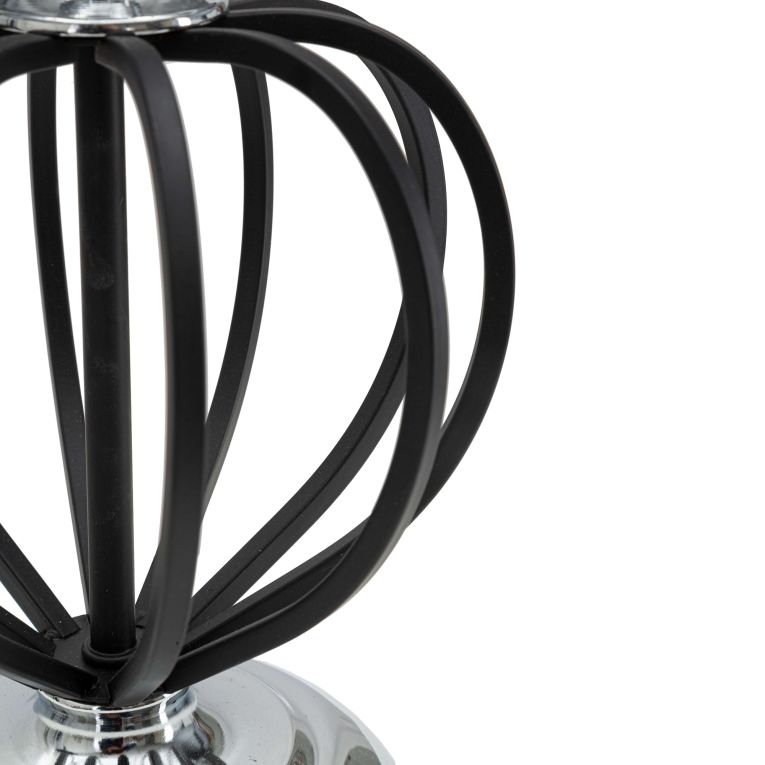 Lampada da Tavolo Nero Argento Necessaria 1 Lampadina Paralume, Attacco e27 - Bundi