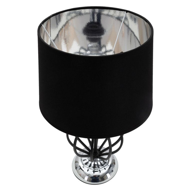 Lampada da Tavolo Nero Argento Necessaria 1 Lampadina Paralume, Attacco e27 - Bundi