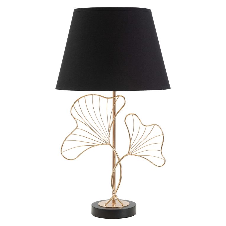 Lampada da Tavolo Nero oro Necessaria 1 Lampadina Attacco e27, Paralume - Hida