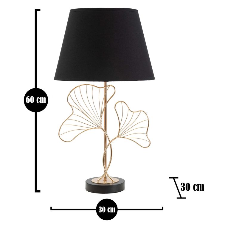 Lampada da Tavolo Nero oro Necessaria 1 Lampadina Attacco e27, Paralume - Hida
