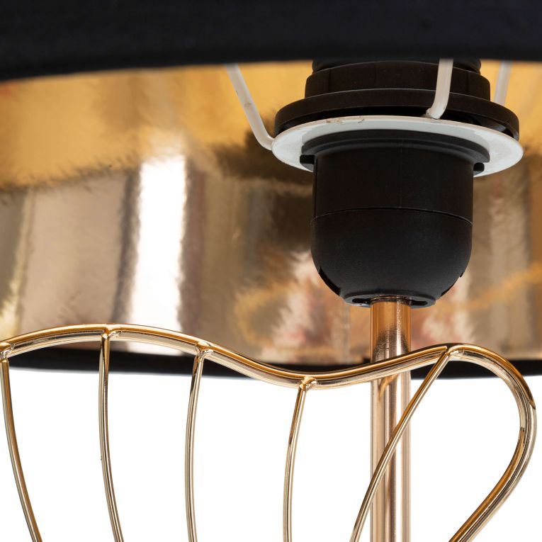 Lampada da Tavolo Nero oro Necessaria 1 Lampadina Attacco e27, Paralume - Hida