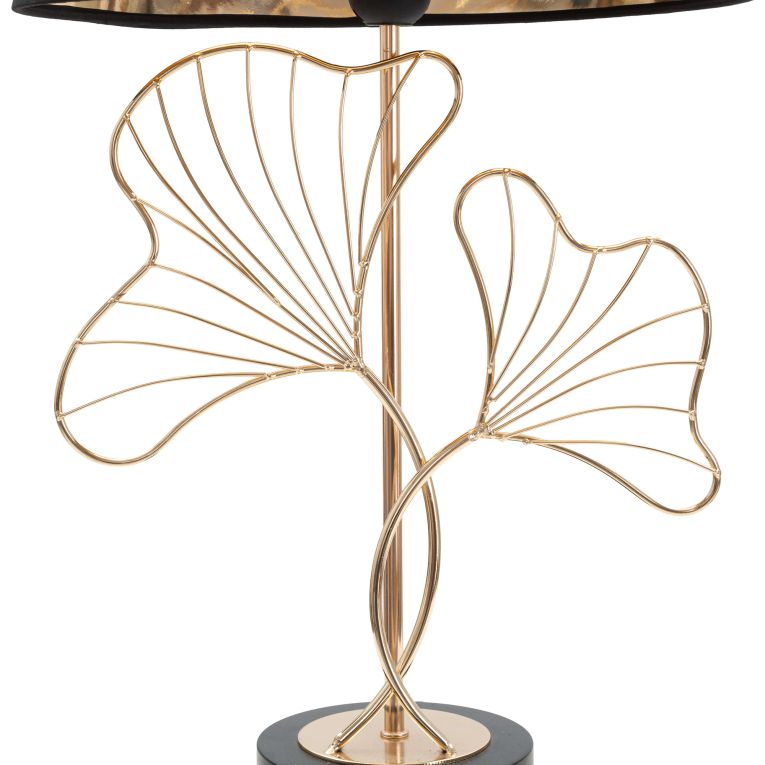 Lampada da Tavolo Nero oro Necessaria 1 Lampadina Attacco e27, Paralume - Hida