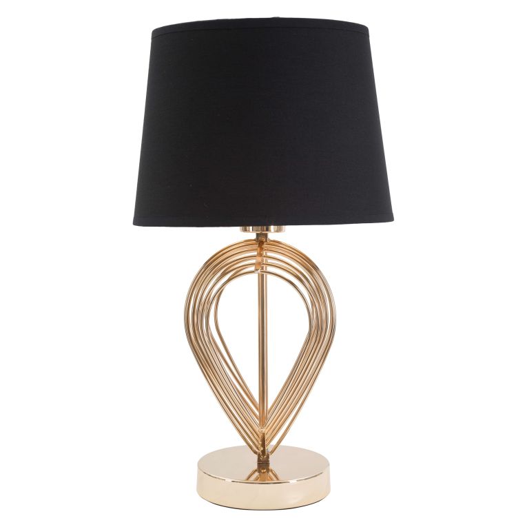 Lampada da Tavolo Nero oro Necessaria 1 Lampadina Attacco e27, Paralume - Nikko