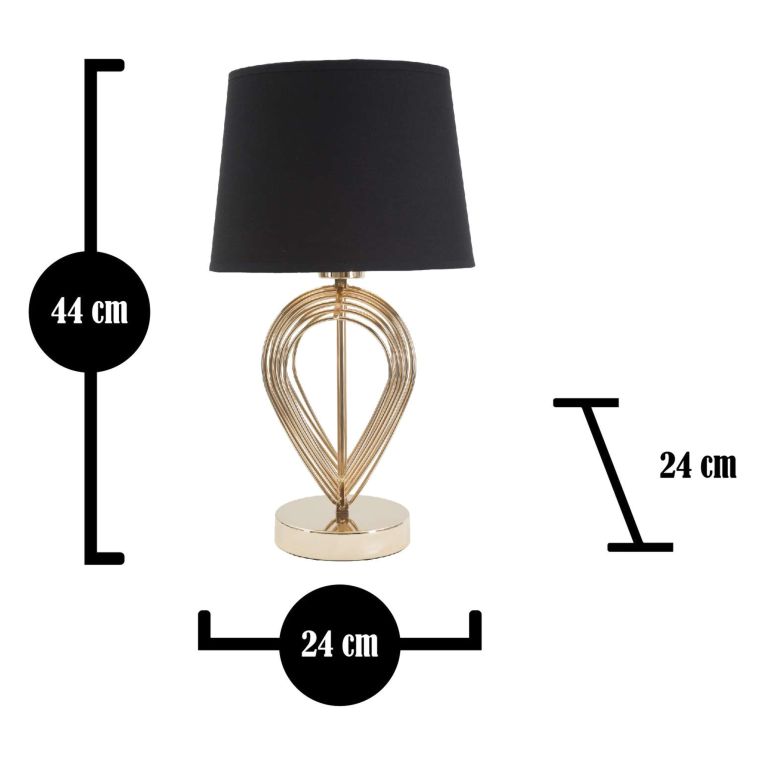 Lampada da Tavolo Nero oro Necessaria 1 Lampadina Attacco e27, Paralume - Nikko