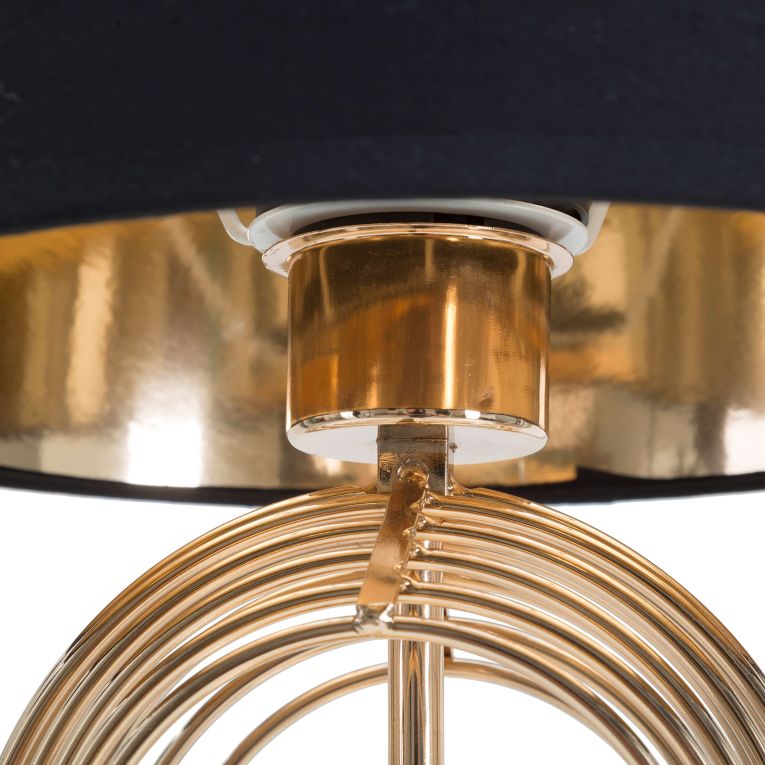 Lampada da Tavolo Nero oro Necessaria 1 Lampadina Attacco e27, Paralume - Nikko