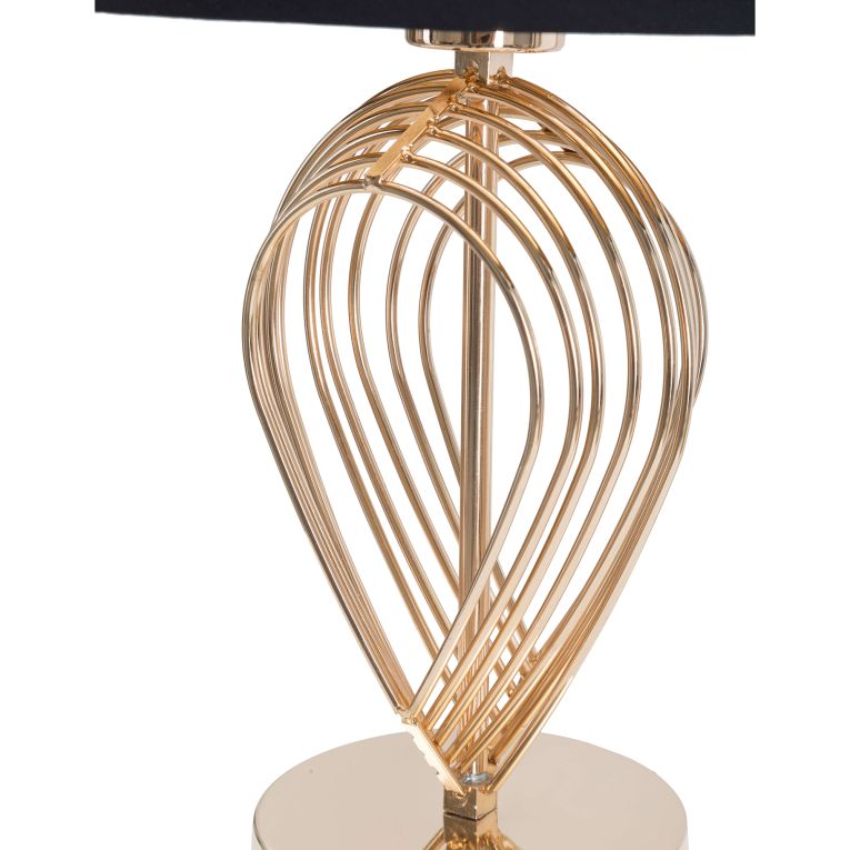 Lampada da Tavolo Nero oro Necessaria 1 Lampadina Attacco e27, Paralume - Nikko