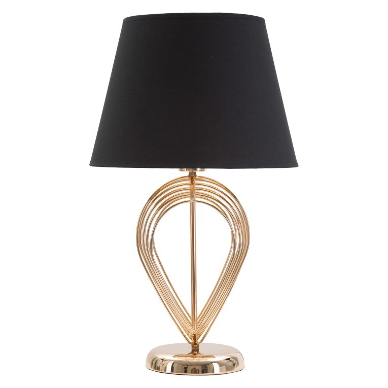 Lampada da Tavolo Nero oro Necessaria 1 Lampadina Paralume, Attacco e27 - Savann