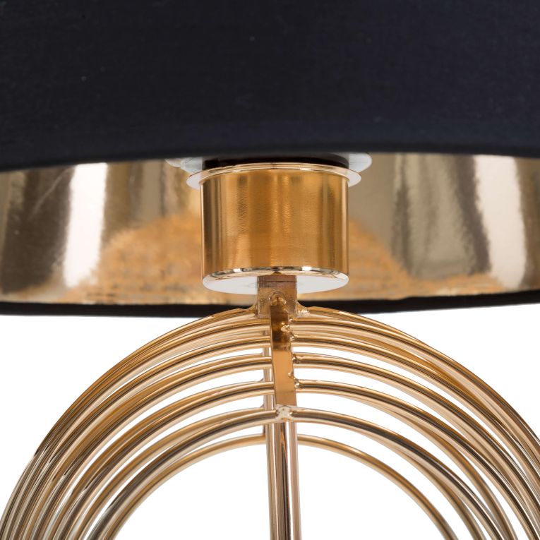 Lampada da Tavolo Nero oro Necessaria 1 Lampadina Paralume, Attacco e27 - Savann