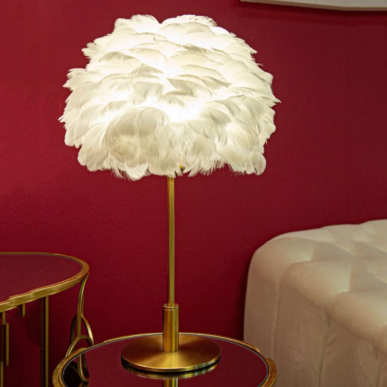 Lampada da Tavolo oro Bianco Necessaria 1 Lampadina Attacco e27, Paralume - Bala