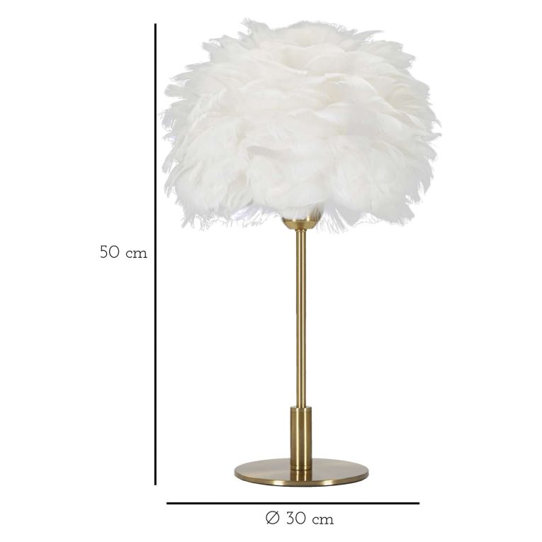 Lampada da Tavolo oro Bianco Necessaria 1 Lampadina Attacco e27, Paralume - Bala