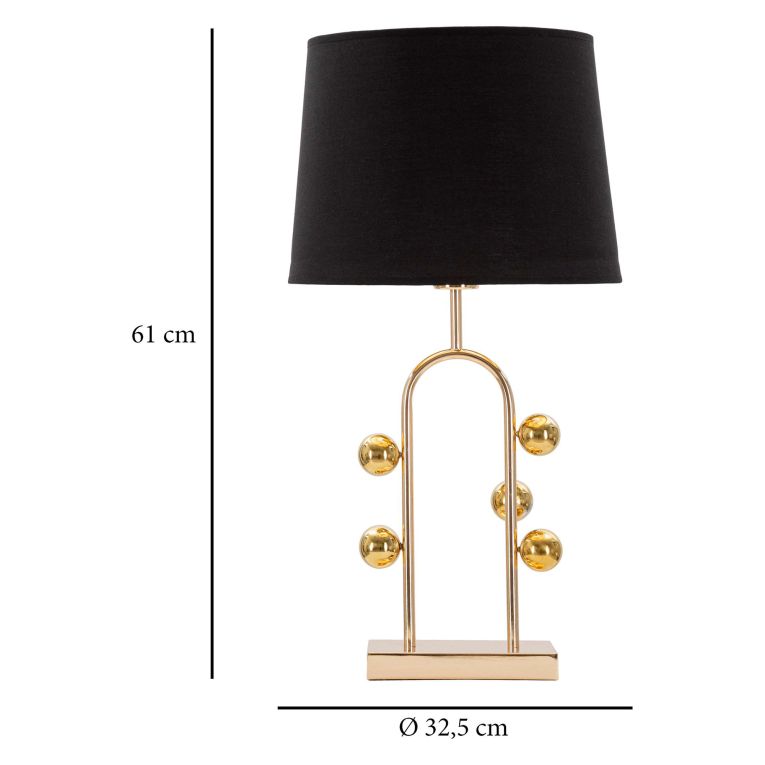 Lampada da Tavolo oro Nero Necessaria 1 Lampadina Attacco e27, Paralume - Babarora