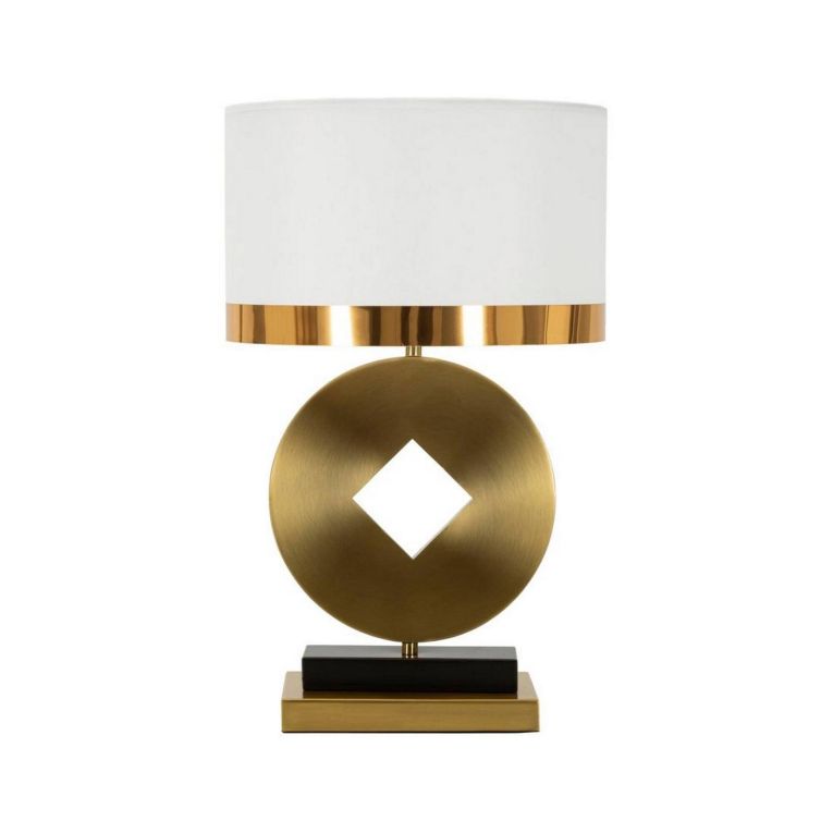 Lampada da tavolo Papier, 30x30 h53 cm, Bianco e Oro