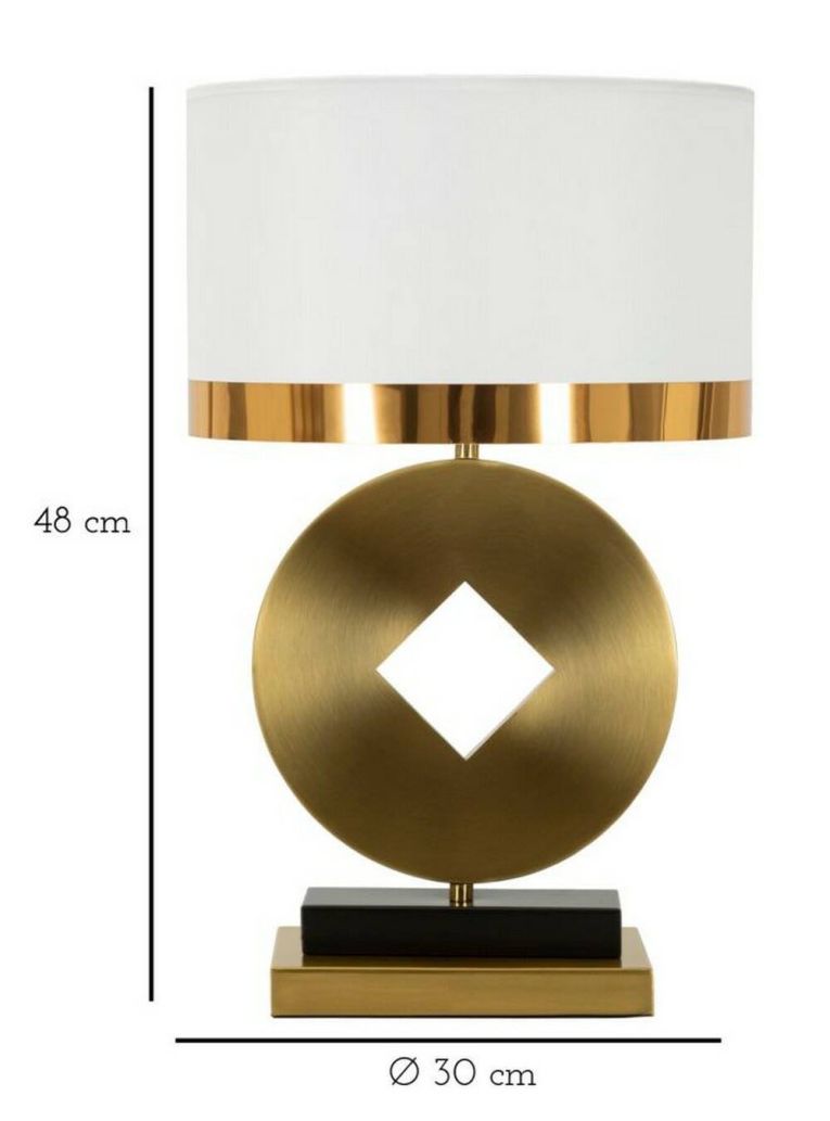 Lampada da tavolo Papier, 30x30 h53 cm, Bianco e Oro