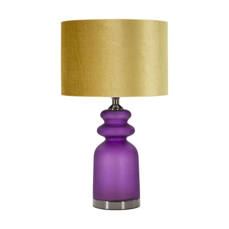 Lampada da tavolo Pescaia, 33x33 h58 cm, Viola e Oro
