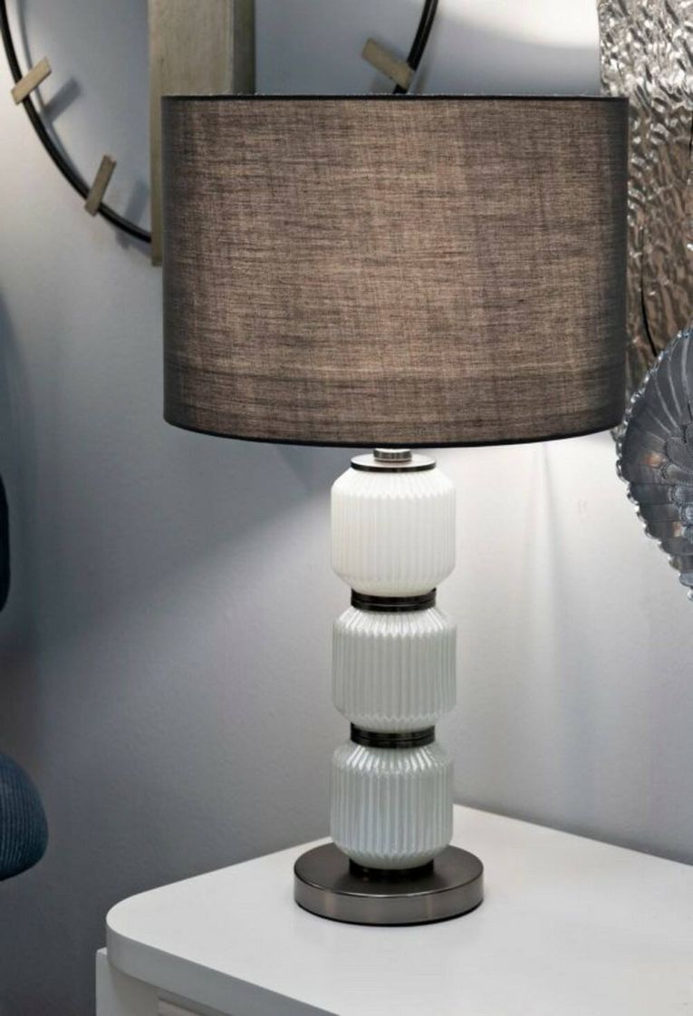 Lampada da tavolo Presolana, 33x33 h57 cm, Bianco e Grigio