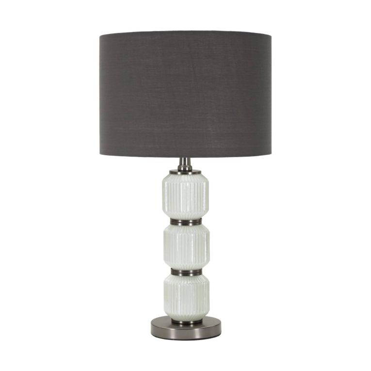 Lampada da tavolo Presolana, 33x33 h57 cm, Bianco e Grigio