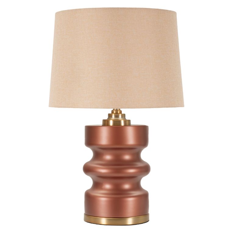 Lampada da Tavolo Rosa Marrone Necessaria 1 Lampadina Attacco e27, Paralume - Toberm