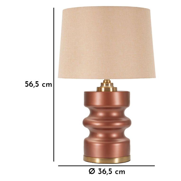 Lampada da Tavolo Rosa Marrone Necessaria 1 Lampadina Attacco e27, Paralume - Toberm