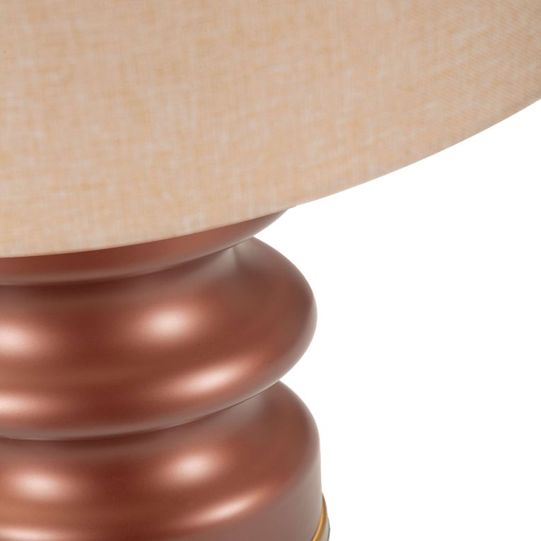 Lampada da Tavolo Rosa Marrone Necessaria 1 Lampadina Attacco e27, Paralume - Toberm