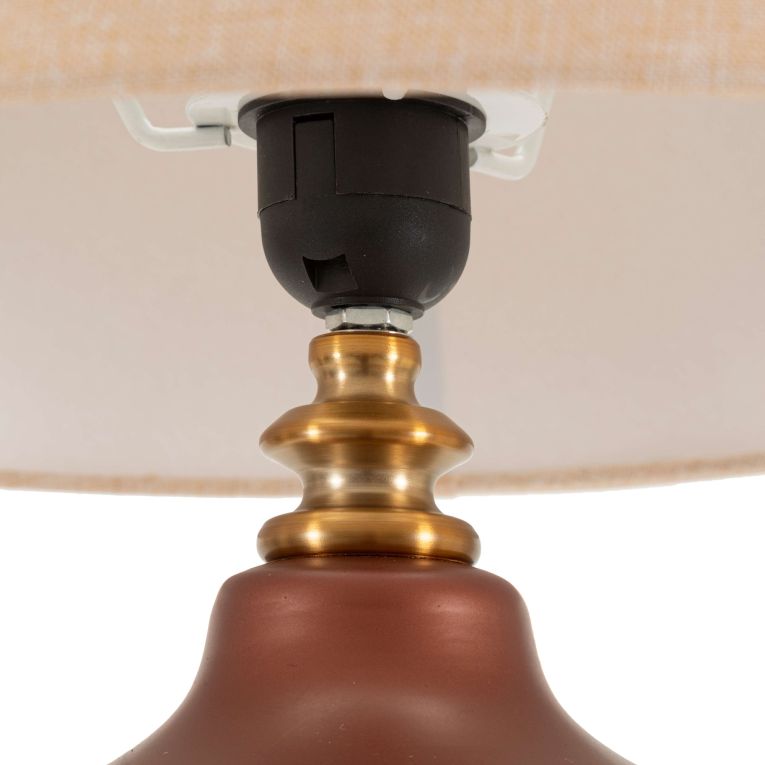 Lampada da Tavolo Rosa Marrone Necessaria 1 Lampadina Attacco e27, Paralume - Uig