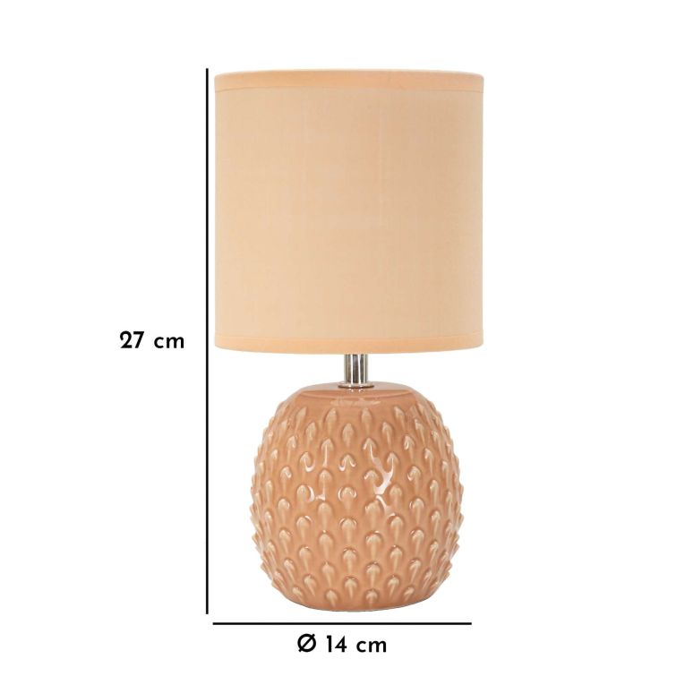 Lampada da Tavolo Rosa Necessaria 1 Lampadina Attacco e14, Paralume - Ketchi