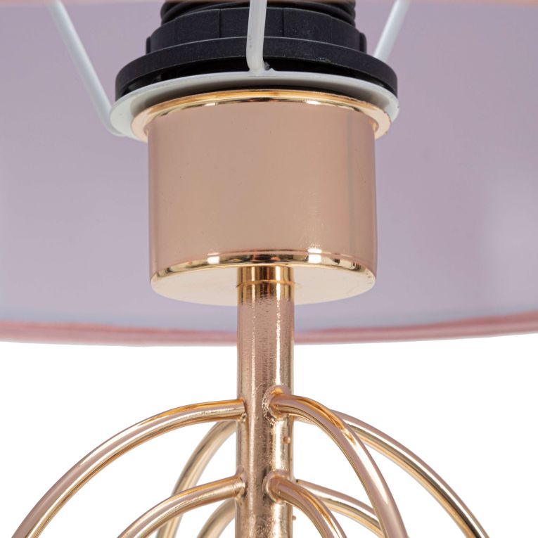 Lampada da Tavolo Rosa oro Necessaria 1 Lampadina Paralume, Attacco e27 - Khajur