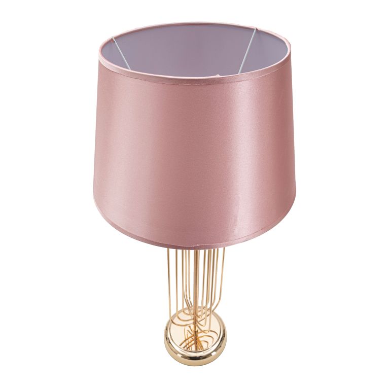 Lampada da Tavolo Rosa oro Necessaria 1 Lampadina Paralume, Attacco e27 - Khajur
